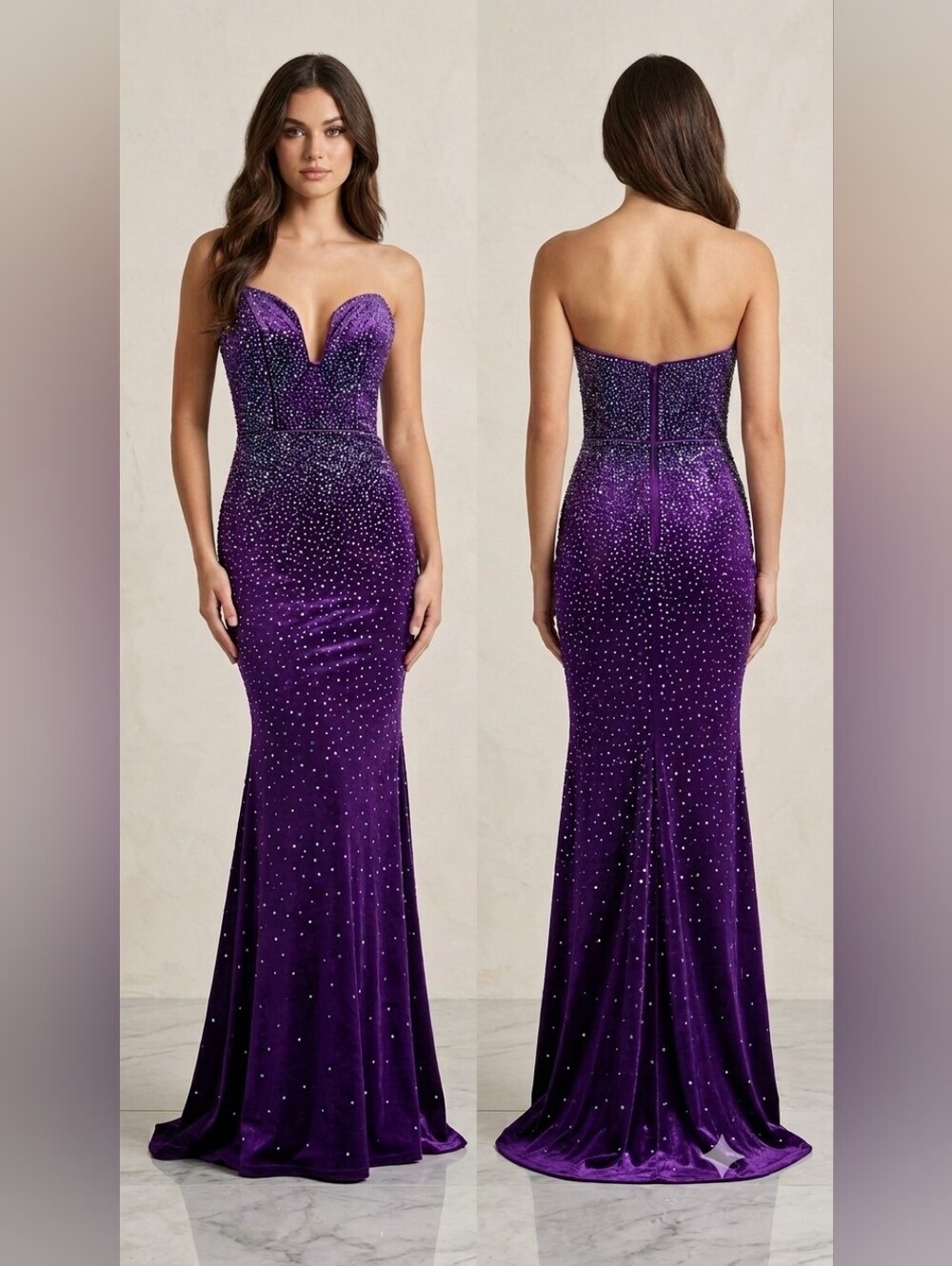 Elegant purple evening Strapless dress By City Studios Size 3/4